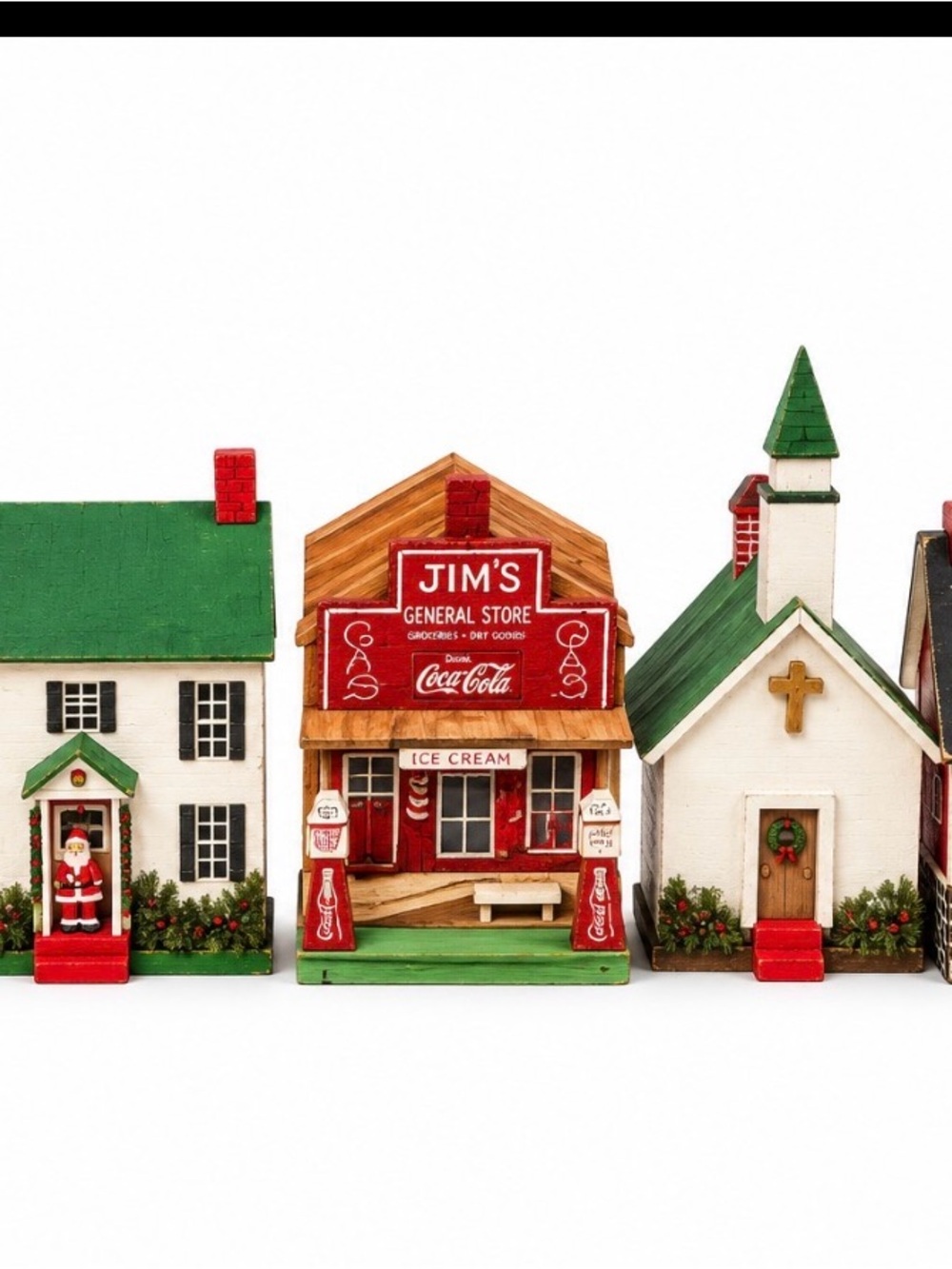 Jim's General Store Holiday Village Decoration - Red and Green